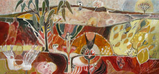 Painting by Sandipa: Central Highlands: Circle of Gold - Australian Landscape Art