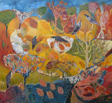 Painting by Sandipa: Kowhai Forest Floor - Australian Landscape Art