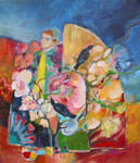Painting by Sandipa: Path of Nature: Almond Blossom - Australian Landscape Art