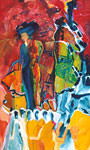 Painting by Sandipa: Peredur & La Femme Bleu - Australian Landscape Art