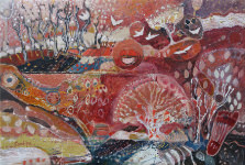 Painting by Sandipa: Snowfall at Dawn - Australian Landscape Art