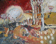 Painting by Sandipa: Stone River Sky - Australian Landscape Art