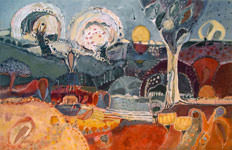 Painting by Sandipa: Sunset Moonrise - Australian Landscape Art