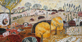Painting by Sandipa: Wattle Time: Asking for Rain - Australian Landscape Art