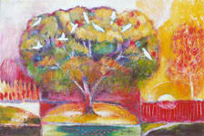 Painting by Sandipa: Cockatoos: We Are Many, We Are One - Australian Landscape Art